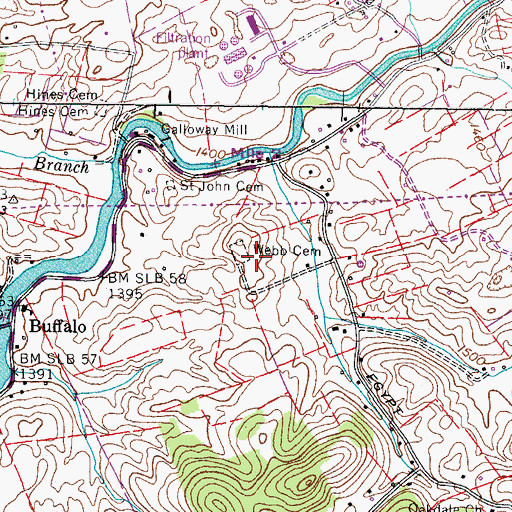 Topographic Map of Webb Cemetery, TN