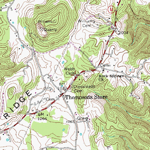 Topographic Map of Webb Cemetery, TN