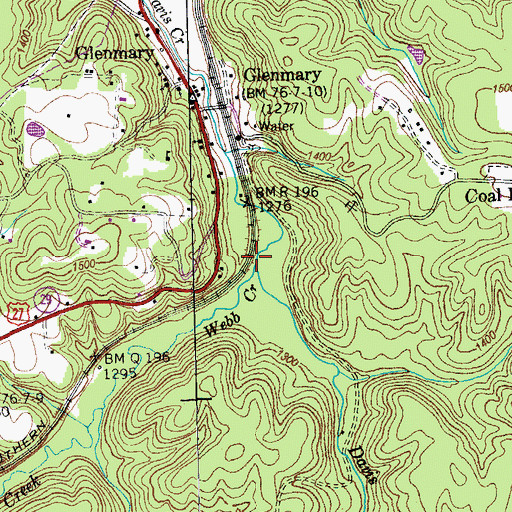 Topographic Map of Webb Creek, TN