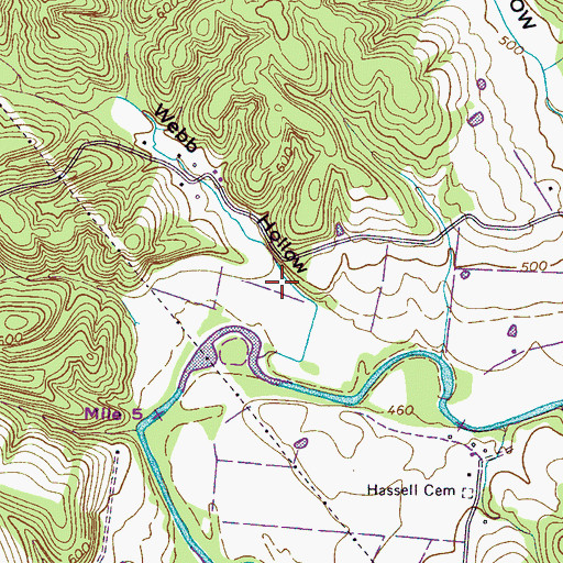 Topographic Map of Webb Hollow, TN