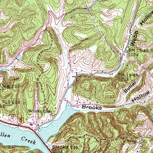 Topographic Map of Webb Hollow, TN