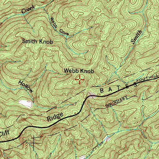 Topographic Map of Webb Knob, TN