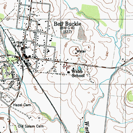 Topographic Map of Webb School, TN