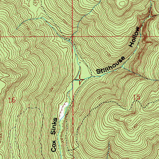 Topographic Map of Stillhouse Hollow, AL