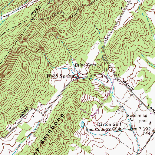 Topographic Map of Webb Spring, TN