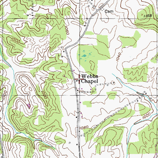 Topographic Map of Webbs Chapel, TN