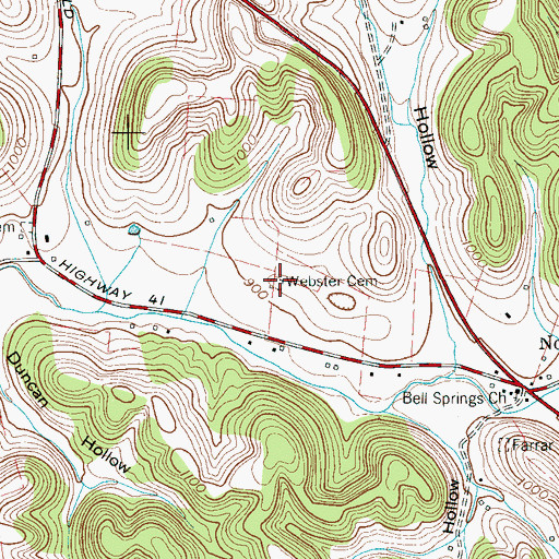 Topographic Map of Webster Cemetery, TN