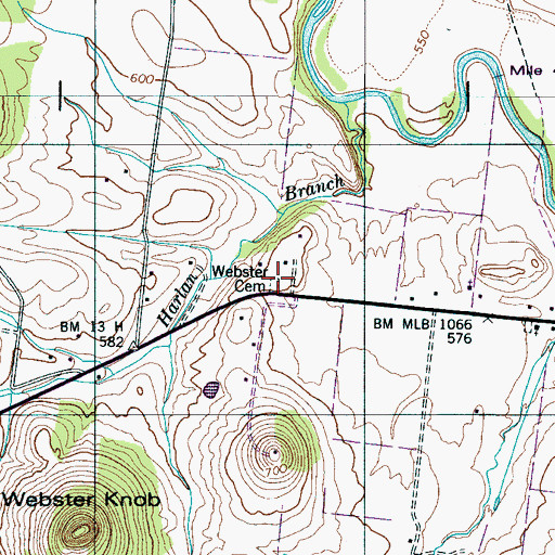 Topographic Map of Webster Cemetery, TN