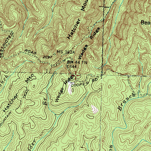 Topographic Map of Wedge Ridge, TN