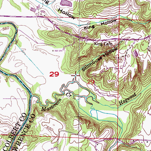 Topographic Map of Stillhouse Hollow, AL