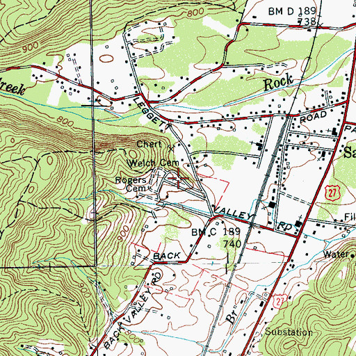 Topographic Map of Welch Cemetery, TN