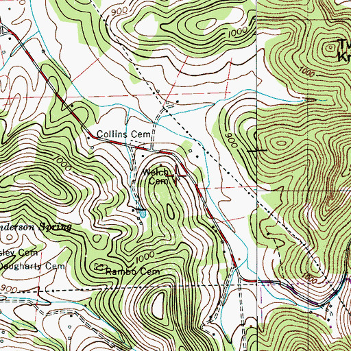 Topographic Map of Welch Cemetery, TN
