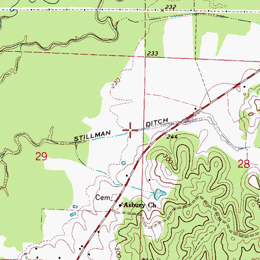 Topographic Map of Stillman Ditch, AL