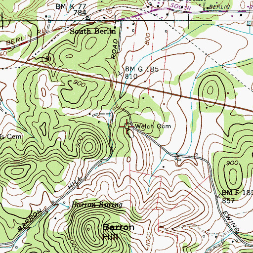 Topographic Map of Welch Cemetery, TN
