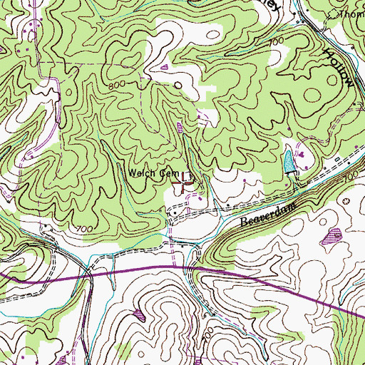Topographic Map of Welch Cemetery, TN