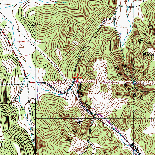 Topographic Map of Welch Hill, TN