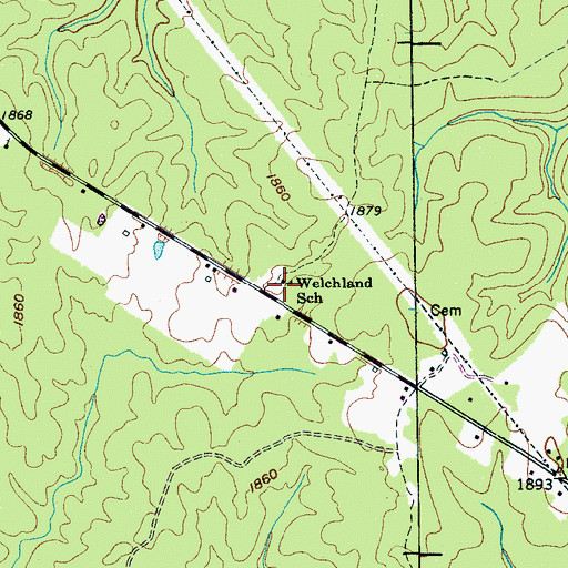 Topographic Map of Welchland School, TN