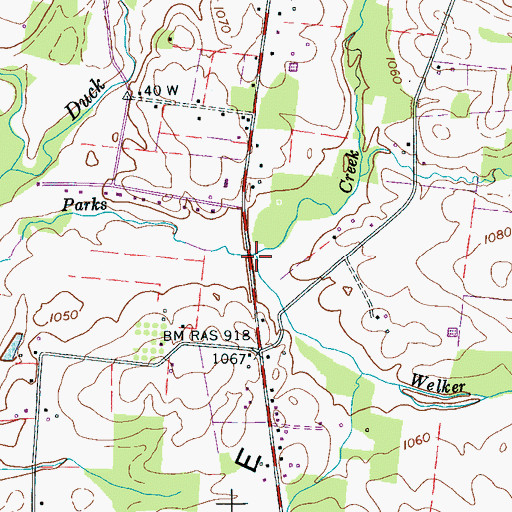 Topographic Map of Welker Branch, TN