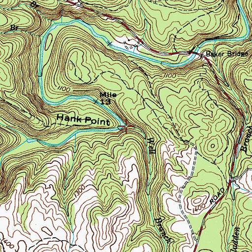Topographic Map of Well Branch, TN