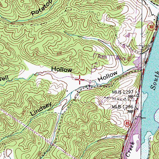 Topographic Map of Well Hollow, TN