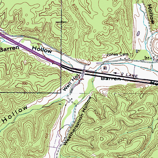 Topographic Map of Well Hollow, TN