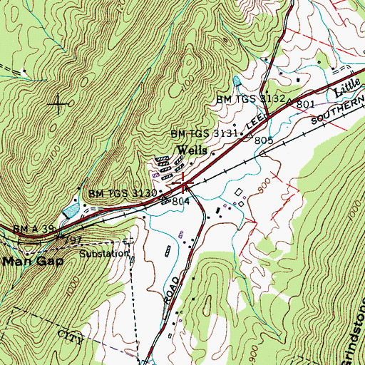 Topographic Map of Wells, TN