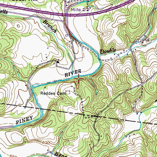 Topographic Map of Wells Branch, TN