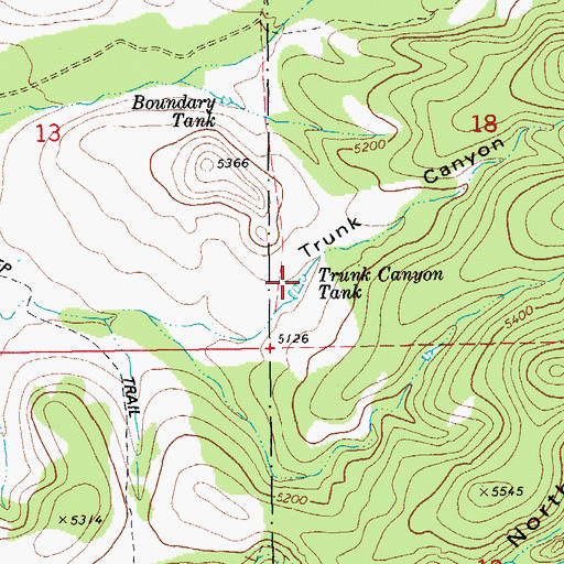 Topographic Map of Trunk Canyon Tank, AZ
