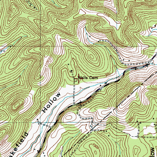 Topographic Map of Wells Cemetery, TN