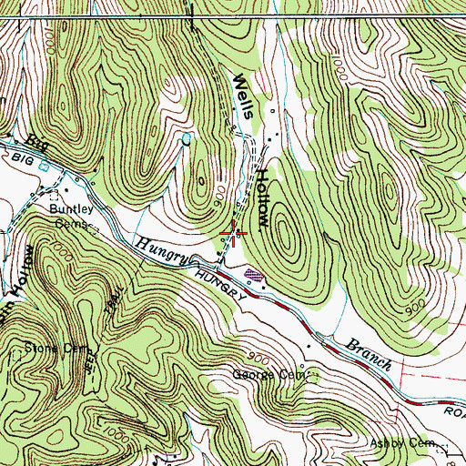 Topographic Map of Wells Hollow, TN