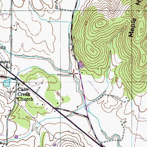 Topographic Map of West Cane Creek, TN
