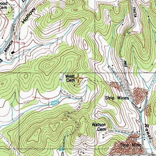 Topographic Map of West Cemetery, TN