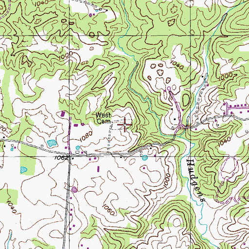 Topographic Map of West Cemetery, TN