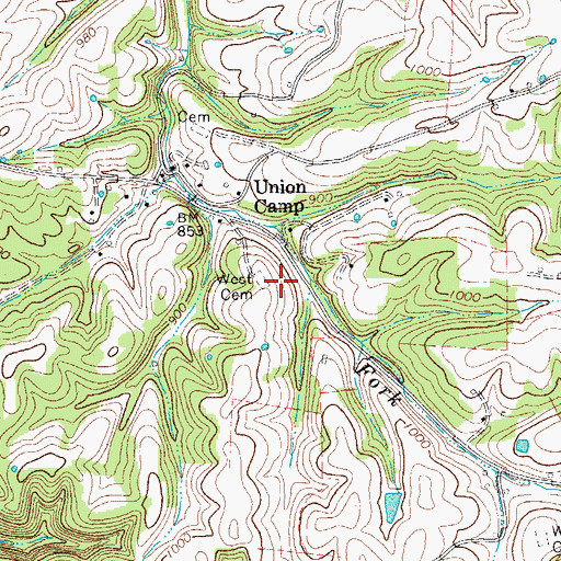 Topographic Map of Jesse Ira West Cemetery, TN