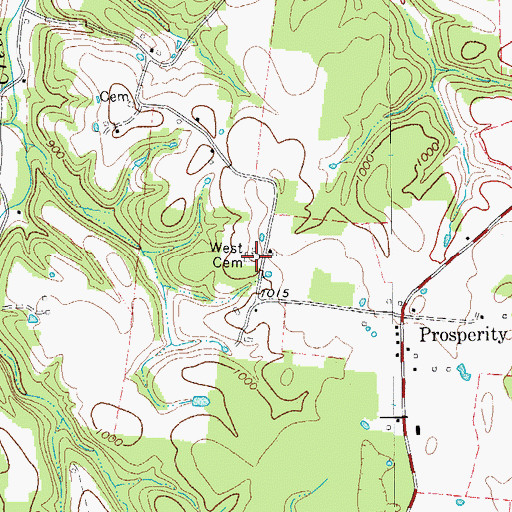 Topographic Map of West Cemetery, TN