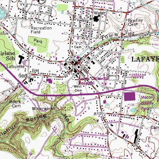 Topographic Map of Jesse West Cemetery, TN