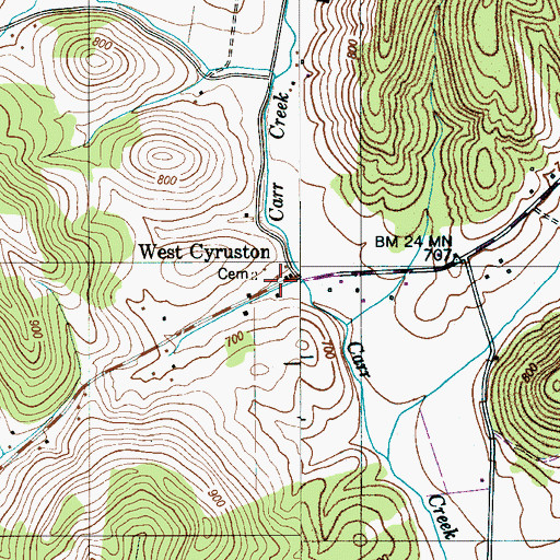 Topographic Map of West Cyruston, TN