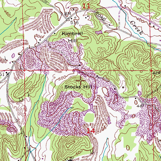 Topographic Map of Stocks Hill, AL