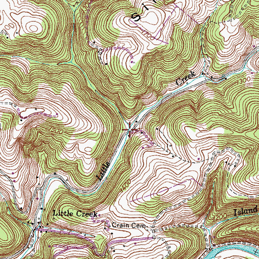 Topographic Map of West Fork Little Creek, TN