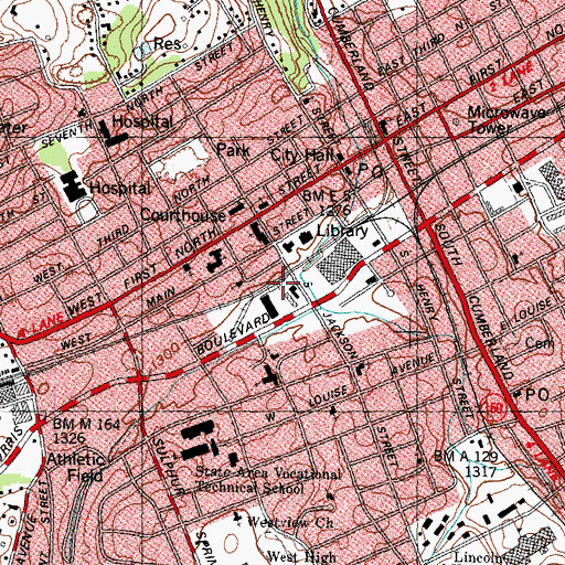 Topographic Map of West Fork Creek, TN
