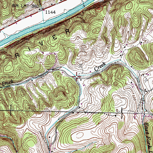 Topographic Map of West Fork Duck Creek, TN