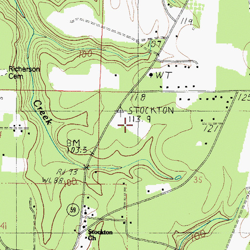 Topographic Map of Stockton School, AL
