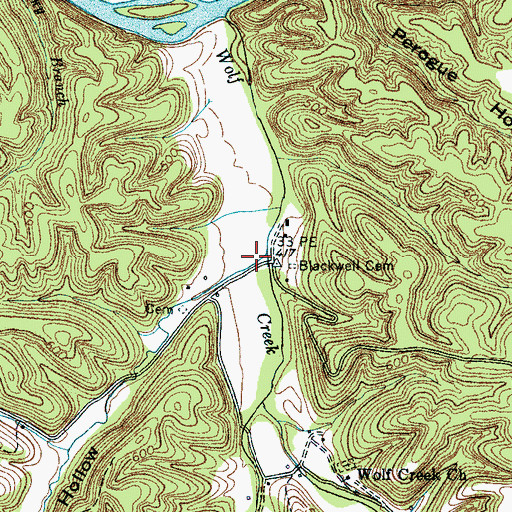 Topographic Map of West Fork Wolf Creek, TN