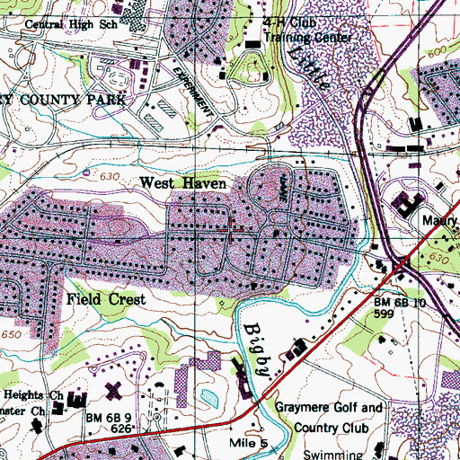 Topographic Map of West Haven, TN