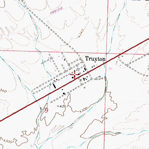 Topographic Map of Truxton, AZ