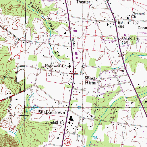 Topographic Map of West Hima, TN