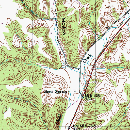 Topographic Map of West Hollow, TN