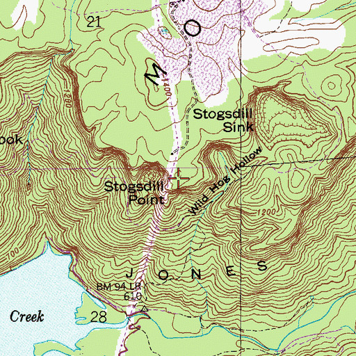 Topographic Map of Stogsdill Point, AL