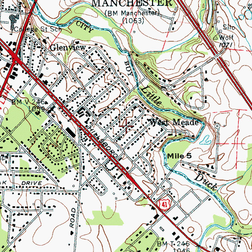 Topographic Map of West Meade, TN