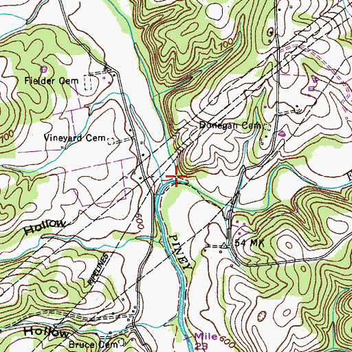 Topographic Map of West Piney River, TN